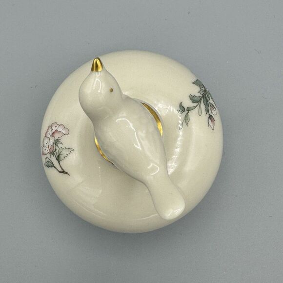 Vtg Lenox Serenade Porcelain Perfume Bottle with Bird Topper Floral Gold Gilt - Picture 6 of 11